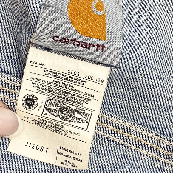 Vintage Denim Men's Carhartt jean jacket Streetwear Retro made in USA Large - Picture 12 of 13